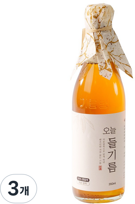 저온압착 통들깨 오늘들기름, 3개, 350ml