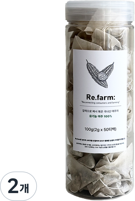 리팜 유기농 여주100% 압력으로 쪄서 볶은 여주차 삼각티백 오픈캡형, 2개, 50개입, 2g