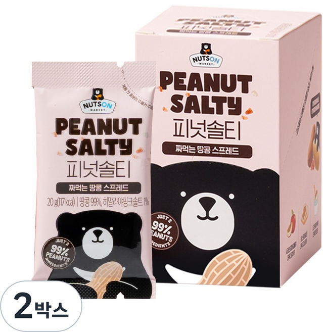 [넛츠온]넛버터 스프레드 스틱 피넛솔티 아이간식/ 출근길/ 휴대용 간식/ 무가당 땅콩버터, 2박스, 200g