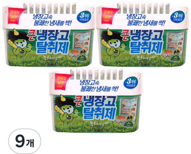 산도깨비 큰 냉장고 탈취제 본품 녹차, 420g, 9개