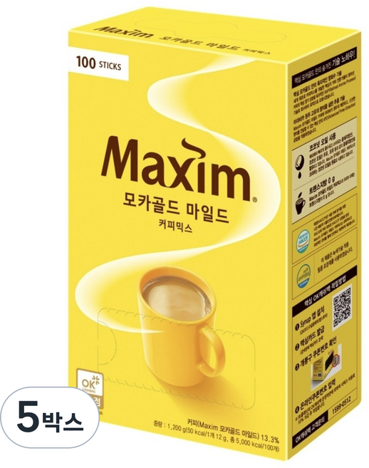 맥심 모카골드 마일드 커피믹스, 12g, 100개입