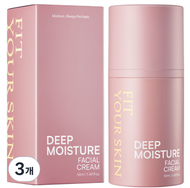 핏유어스킨 딥 모이스처 페이셜 크림 수분 보습 속건조 재생 세라마이드 판테놀 악건성 로션, 3개, 50ml