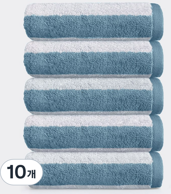 록신 데일리 스트라이프 세면타월 160g 40수 40*90 호텔 수건 세트 시크라인 스트라이프 파스텔, 10개, 파란색
