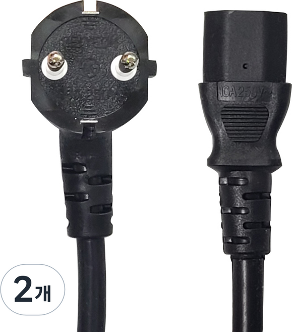 국산 파워 케이블 10A 컴퓨터 PC 전원 코드 220V, 3m, 2개