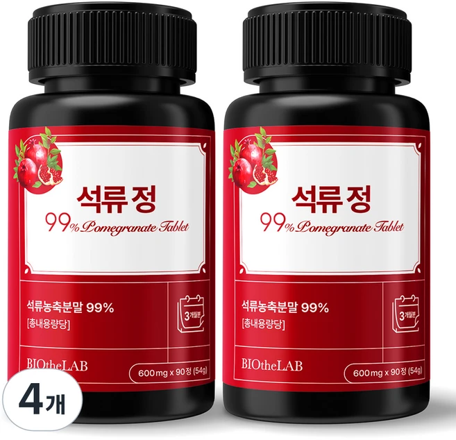 석류99% 갱년기 에스트로겐 영양제 고함량 석류추출물 바이오더랩, 4개, 90정 - 쿠팡