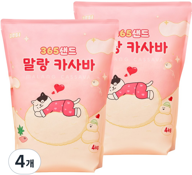 3651 365샌드 말랑카사바 고양이모래, 무향, 4개, 4kg