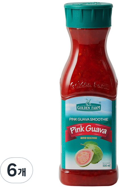 골든팜 핑크 구아바 과일청, 6개, 500ml