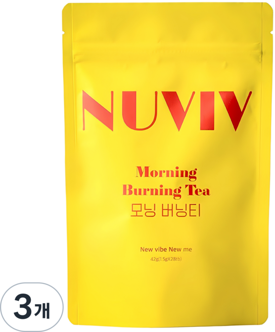 뉴비브 모닝버닝티 붓기차 찬물에 잘 우러나는 녹차호박팥차, 3개, 28개입, 1.5g
