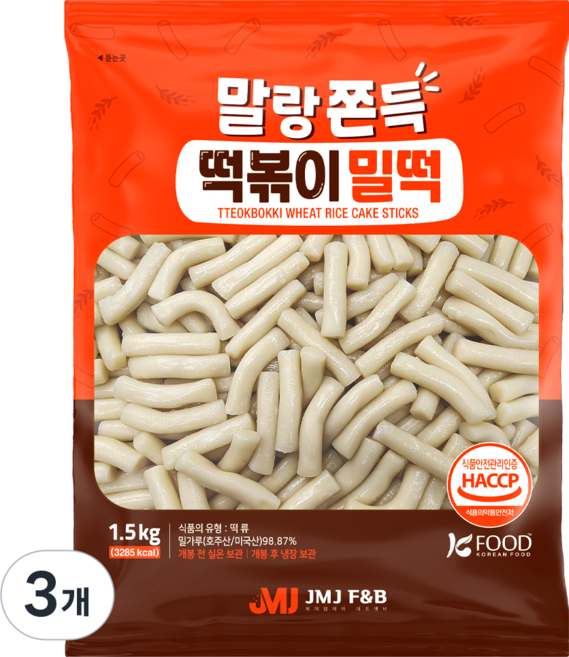 말랑쫀득 떡볶이 실온 보관 밀떡, 3개, 1.5kg