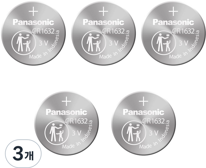파나소닉 리튬 코인건전지 CR1632, 5개입, 3개