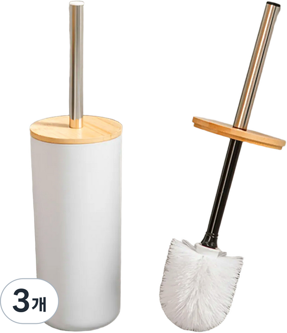루니텍 화장실 변기솔 호텔감성 원형 스탠드 위생 청소솔, White, 3개