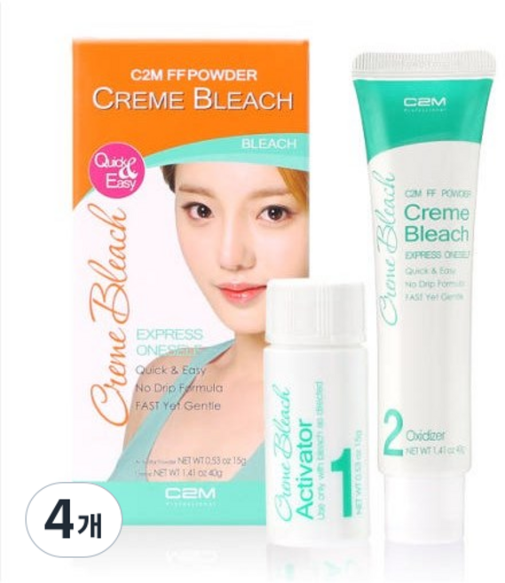 C2M 에프에프 파우더 크렘 브리치 탈색제, 55g, 4개