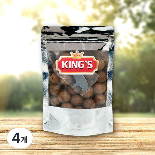 킹스 껍질 까먹는 통 마카다미아 햇수확 견과류, 4개, 250g