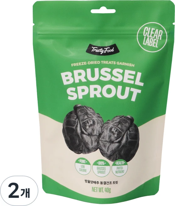 트러스티푸드 강아지 동결건조 야채 간식, 방울양배추, 40g, 2개 - 쿠팡