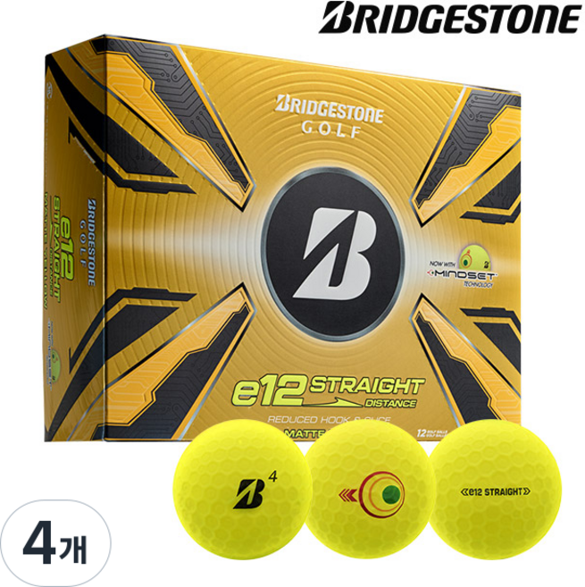브리지스톤 2025 E12 컨택트 B 스트레이트 골프볼 3피스 석교상사 정품, 옐로우, 12개입, 4개