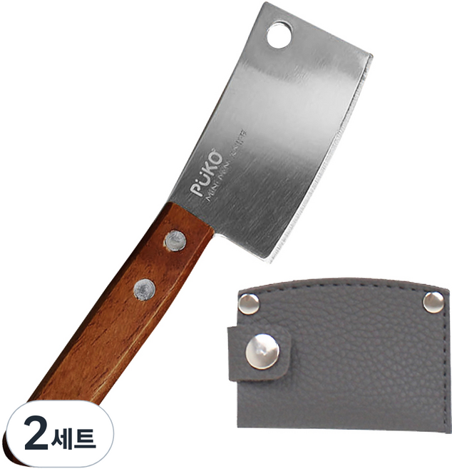 허니잼 미니 도끼칼 + 전용칼집 세트 캠핑 디저트 나이프 빵칼 파우치 식도 식칼 집들이선물, 2세트, 도끼칼+다크그레이