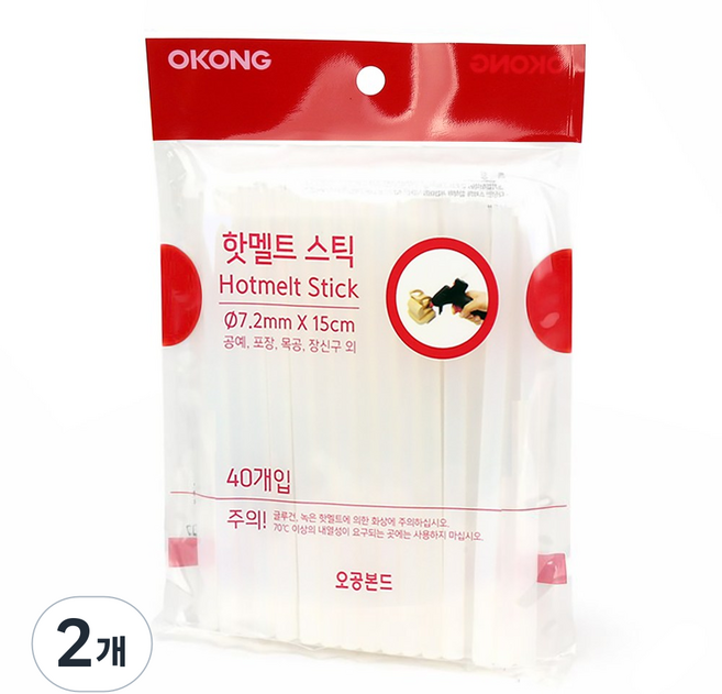 오공 핫멜트스틱 글루건심 소형 7mm 40ea, 2개