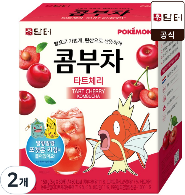 담터 포켓몬 콤부차 타트체리맛, 2개, 30개입, 5g