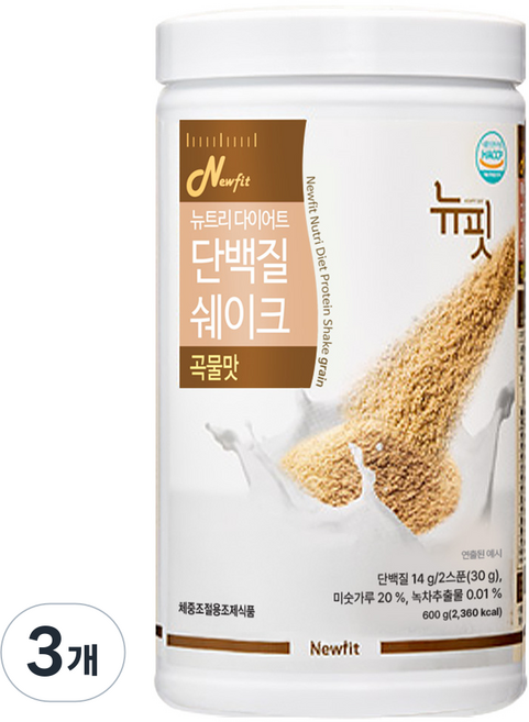 뉴핏 투에니포 뉴트리 다이어트 쉐이크 곡물맛, 600g, 3개