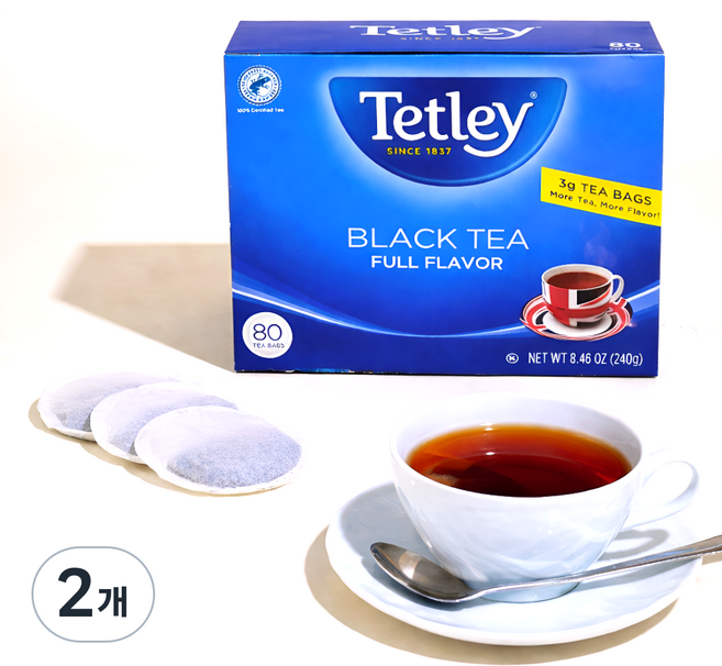 테틀리 오리지널 블랙티 풀 플레이버 (Tetley Original Black Tea Full Flavor), 2개, 80개입, 3g