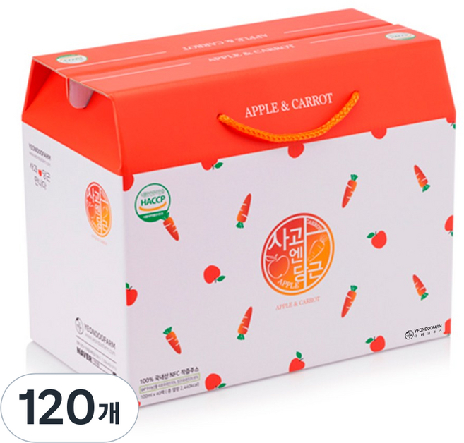 영농조합법인연두 사과엔당근 즙 주스, 100ml, 120개