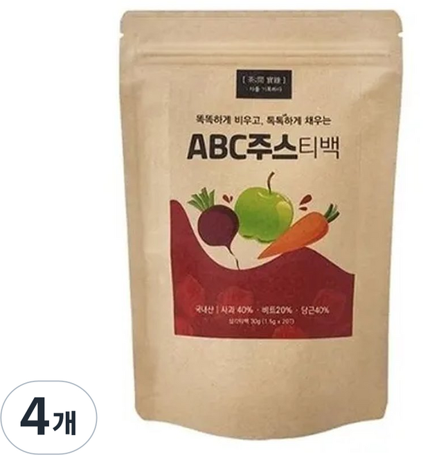 착한농부 ABC주스 티백차 20T, 1.5g, 20개입, 4개