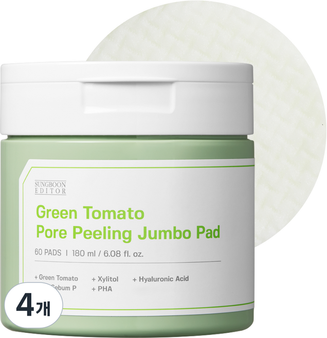 성분에디터 그린 토마토 모공 필링 점보 패드 180ml, 60매입, 4개