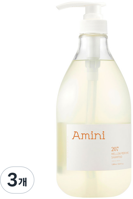 아미니 약산성 단백질 두피케어 샴푸 상탈우디향 (자연유래 계면활성제 100%), 1L, 3개