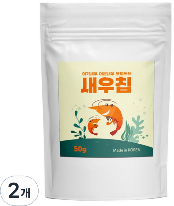 새우칩 쉬림프사료 애완새우, 50g, 2개
