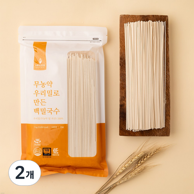 네니아 무농약 우리밀로 만든 백밀국수, 단품, 1kg, 2개