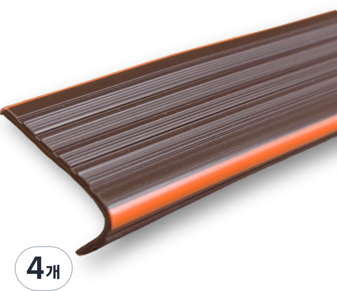 PVC 미끄럼방지 논슬립 계단 출입구 현관용 실내용 고정형 장판 마감재, 다크브라운, 4개