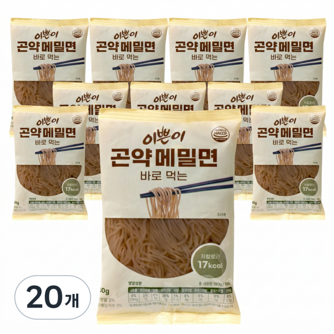 7위 - 이쁜이표 저칼로리 저당 바로먹는 곤약메밀면, 20개, 180g