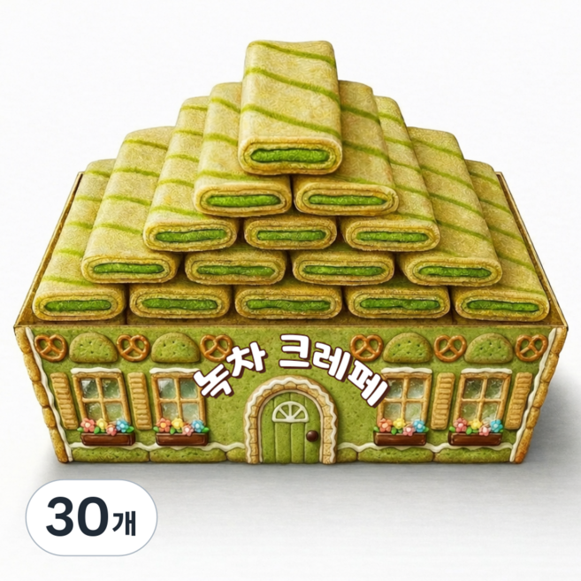 스낵큐 노브랜드 과자, 30개, 녹차 크레페