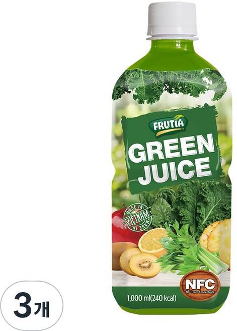 프루티아 NFC 100% 케일 샐러리 사과 착즙 그린주스, 3개, 1L