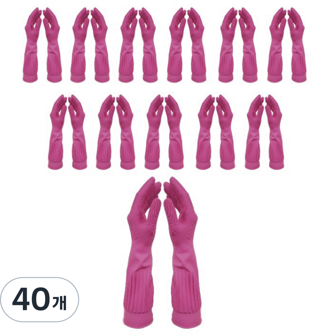아이템셀 튜립LADY 고무장갑 대(L) 10켤레, 핑크, 40개