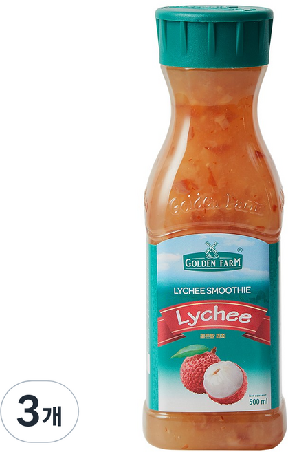 골든팜 리치 과일청, 500ml, 3개