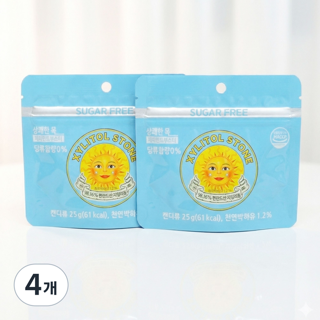 [약국입점판매]상쾌한 목 페퍼민트 부스터 자일리톨 스톤, 25g, 4개, 1개입