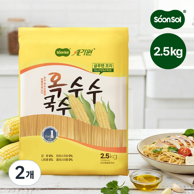 순솔 대용량 글루텐프리 100% 옥수수국수, 2개, 2.5kg