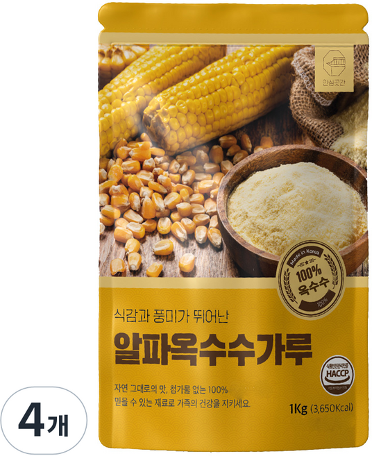 안심곳간 알파옥수수가루, 4개, 1kg