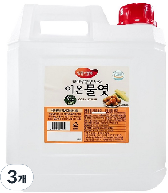달콤한행복 물엿 HACCP 국내제조, 5kg, 3개