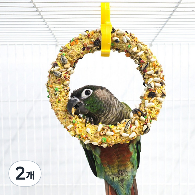 리오 해피링 중소형 앵무새 간식 먹이 사료 도넛링 알곡간식 비타민 미네랄 풍부 면역력 강화, 85g, 2개