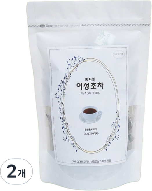 미타임 국산 어성초 어성초차 티백차 PLA 티백, 2개, 50개입, 1.2g