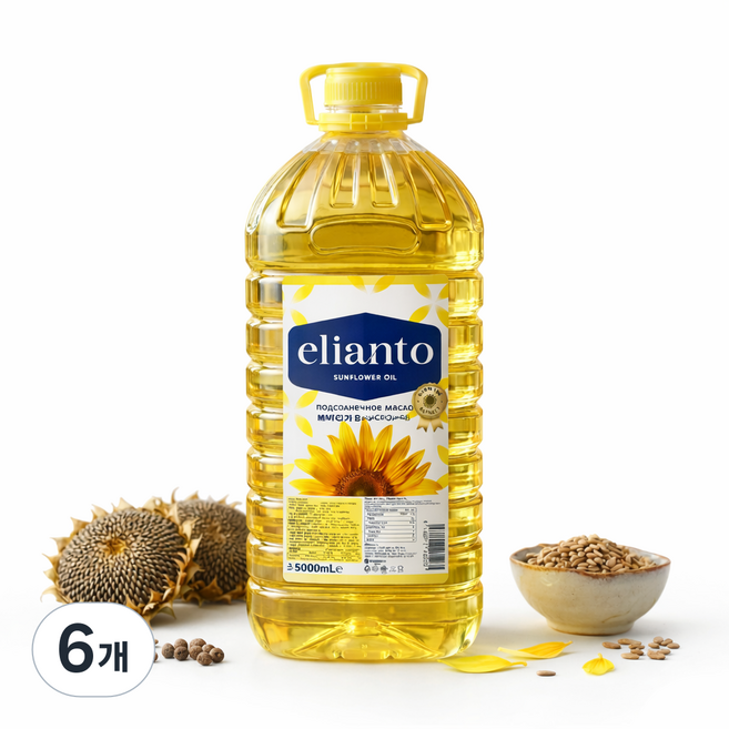 엘리안토 해바라기씨유 대용량, 6개, 5L