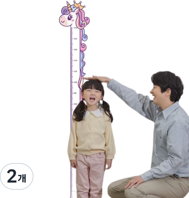 브라이프 쑥쑥크는 아이 키재기 벽 스티커, 2개, 유니콘