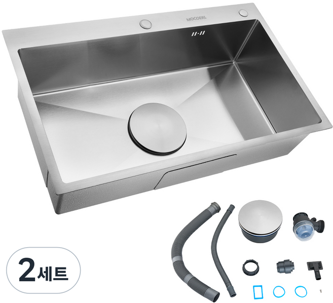 MOCOERL 주방 사각볼 스테인레스 배수구포함 코팅 사각싱크볼 악세서리포함 3mm, 2세트