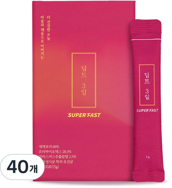 [딥트3일] 붓기완화 수퍼패스트 티tea (붓기완화 & 유산균), 5g, 40개 - 쿠팡