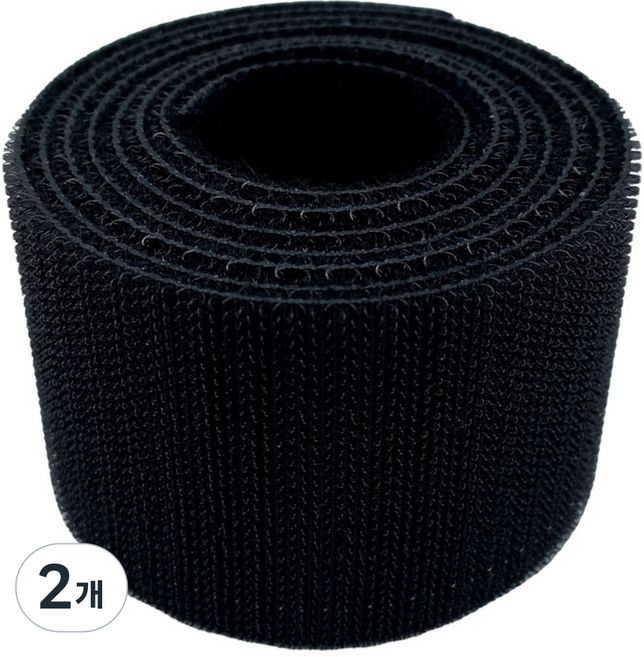 폭 5cm 국산 잘라쓰는 전선정리 암수한몸 양면벨크로타이 검정색, 일반형 1미터, 2개