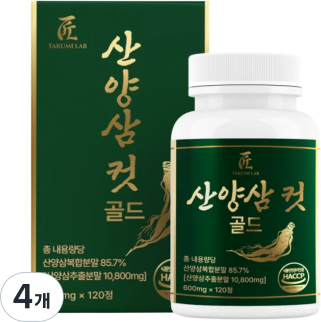 산양삼 컷 골드 HACCP 인증, 4개, 120정 - 쿠팡