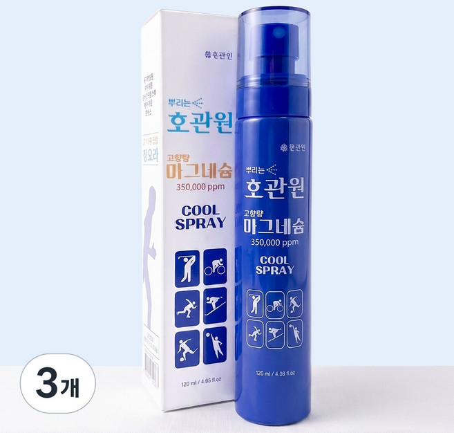 호관원 뿌리는 마그네슘 스프레이 120ml, 3개, 1개입