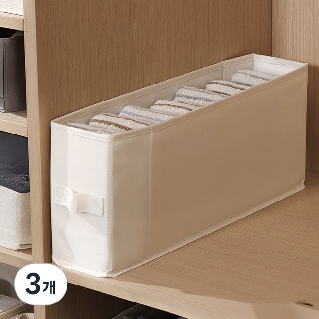 마벨인홈 옷장 칸막이 수납함 패브릭 정리함 접이식 틈새 수납박스, 3개, 아이보리